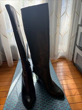 Tory Burch Linnett Black Leather Over-the-Knee Boots